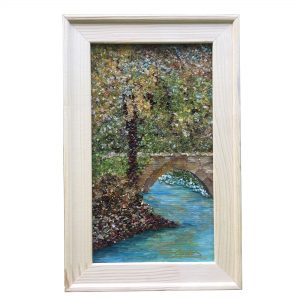 Pictura in acrilic cu pietre semipretioase - Pod in parc - Gabriela DORNEA